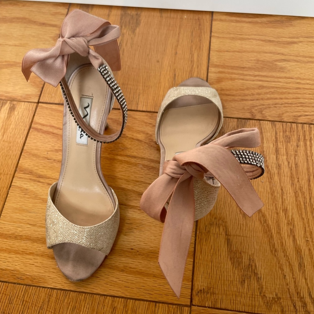 Peep Toe Heels with Satin Ribbon